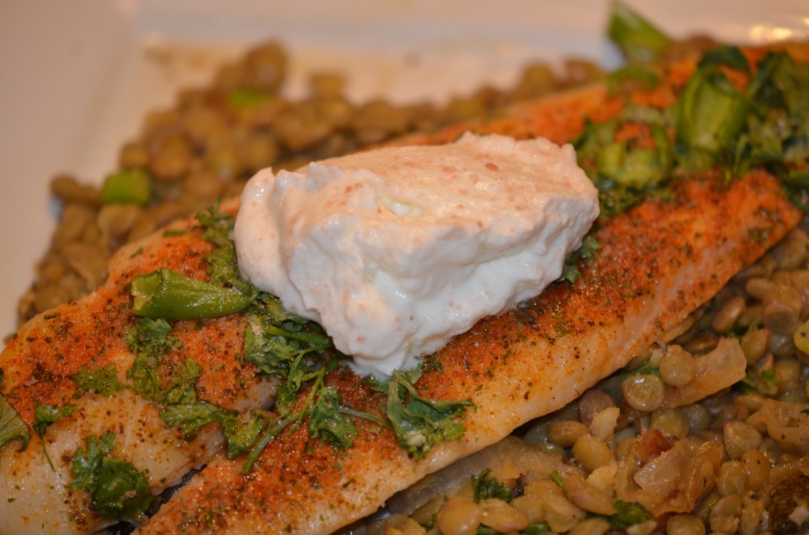 Fish on Lentils